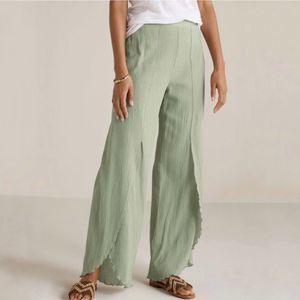 Soft Surroundings Wisteria Gauze Pants Desert Sage Green Women XL 100 Cotton